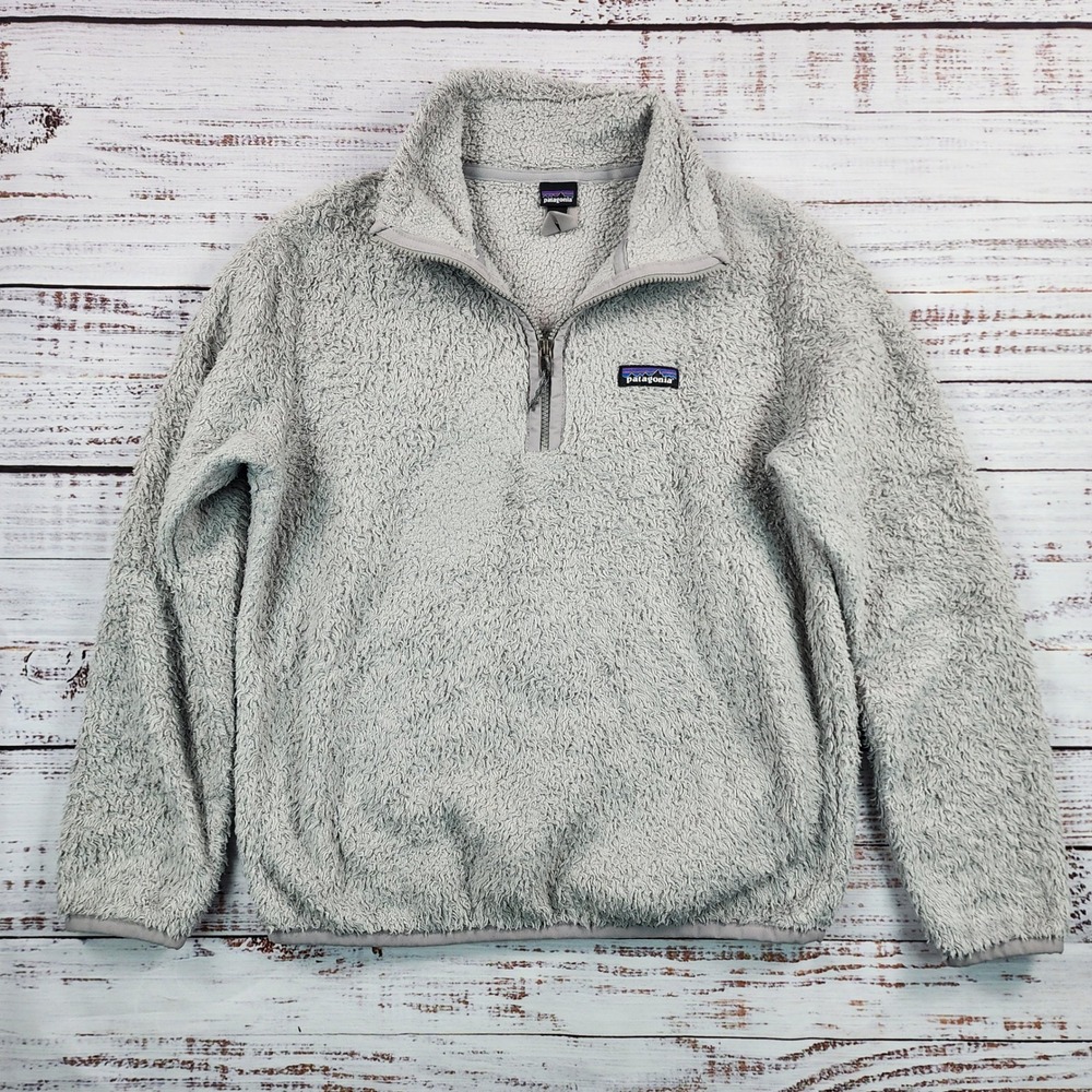 Patagonia Los Gatos 1/4‎ Zip Fleece Pullover Jacket Women's Gray Shaggy Sherpa S